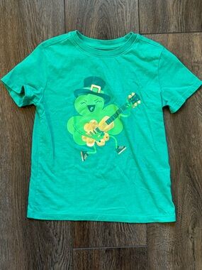 Cat & Jack Green Shamrock Guitar Tee with Gold Accent